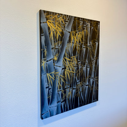 "Gray Bamboo Forest” 20 in x 28 in Acrylic on Canvas