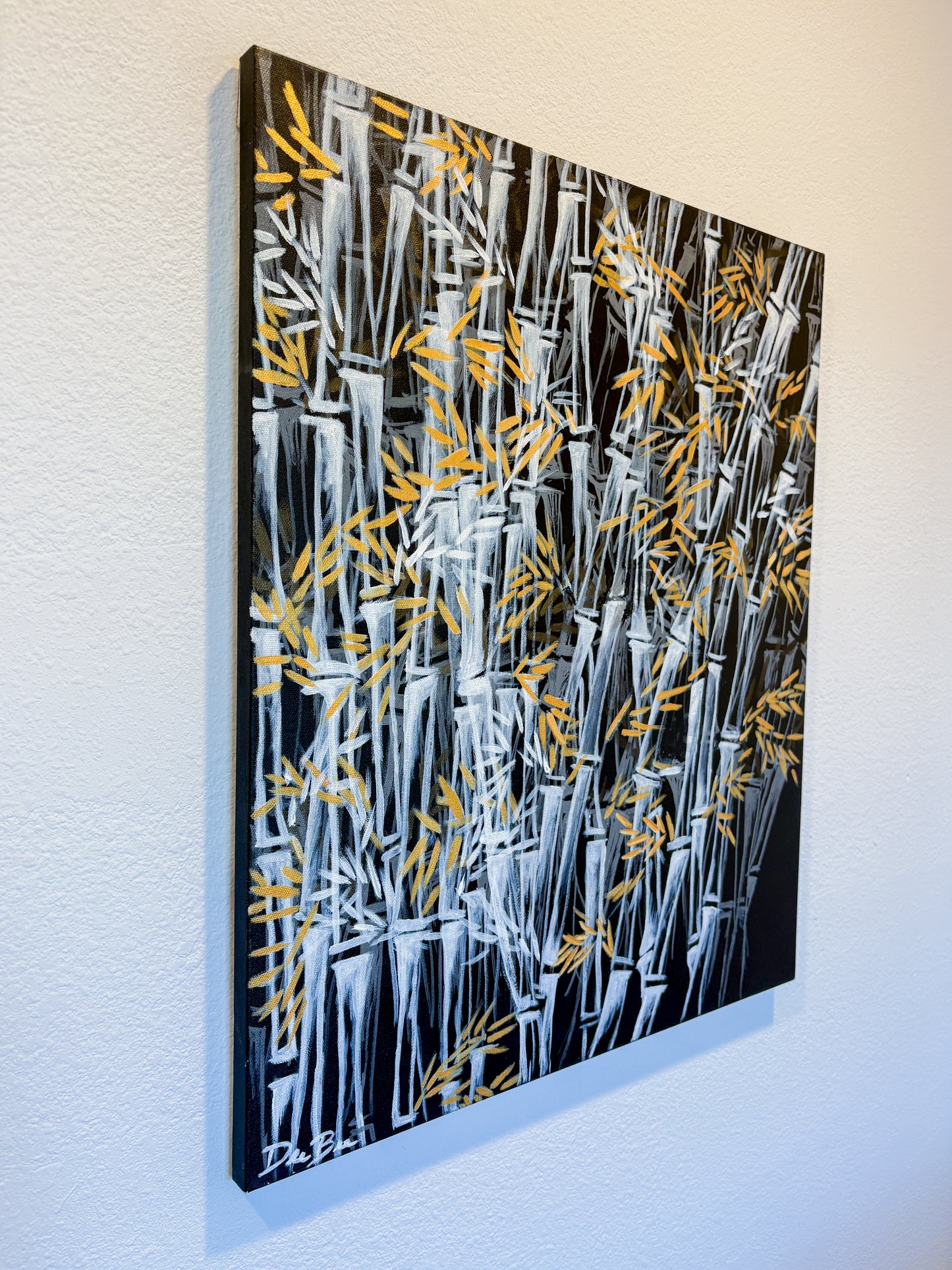 "Golden Bamboo Leaves” 20in x 24in Acrylic on Canvas