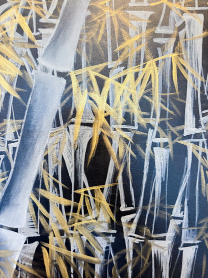 "Gray Bamboo Forest” 20 in x 28 in Acrylic on Canvas