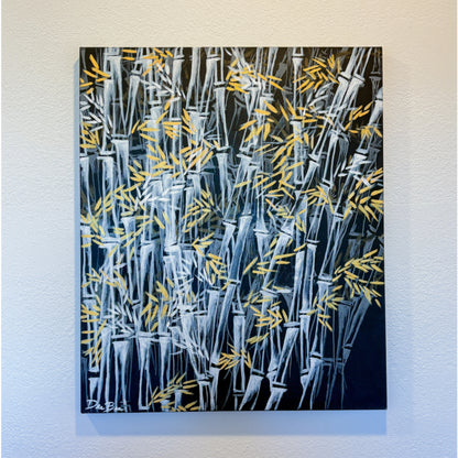 "Golden Bamboo Leaves” 20in x 24in Acrylic on Canvas