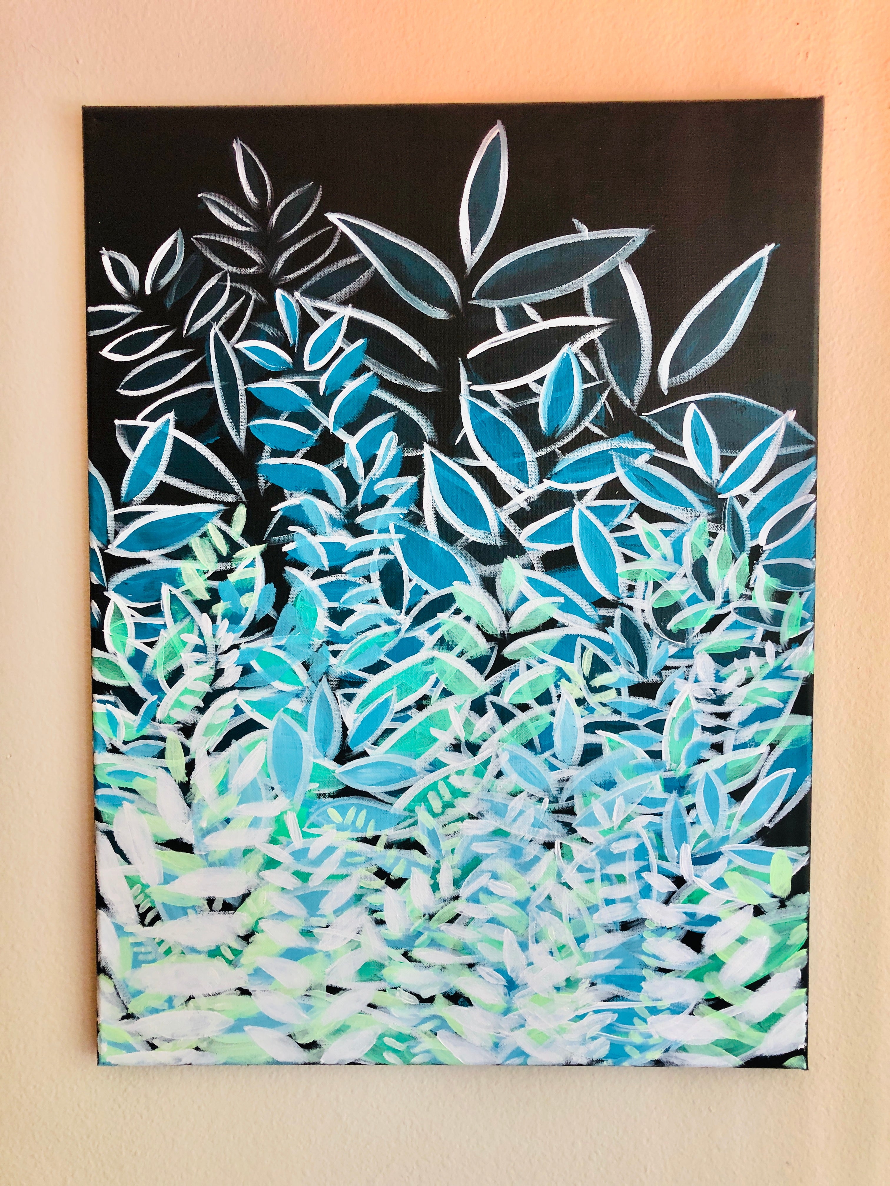 “Mint Jungle” 18in x 24in - Acrylic on Canvas