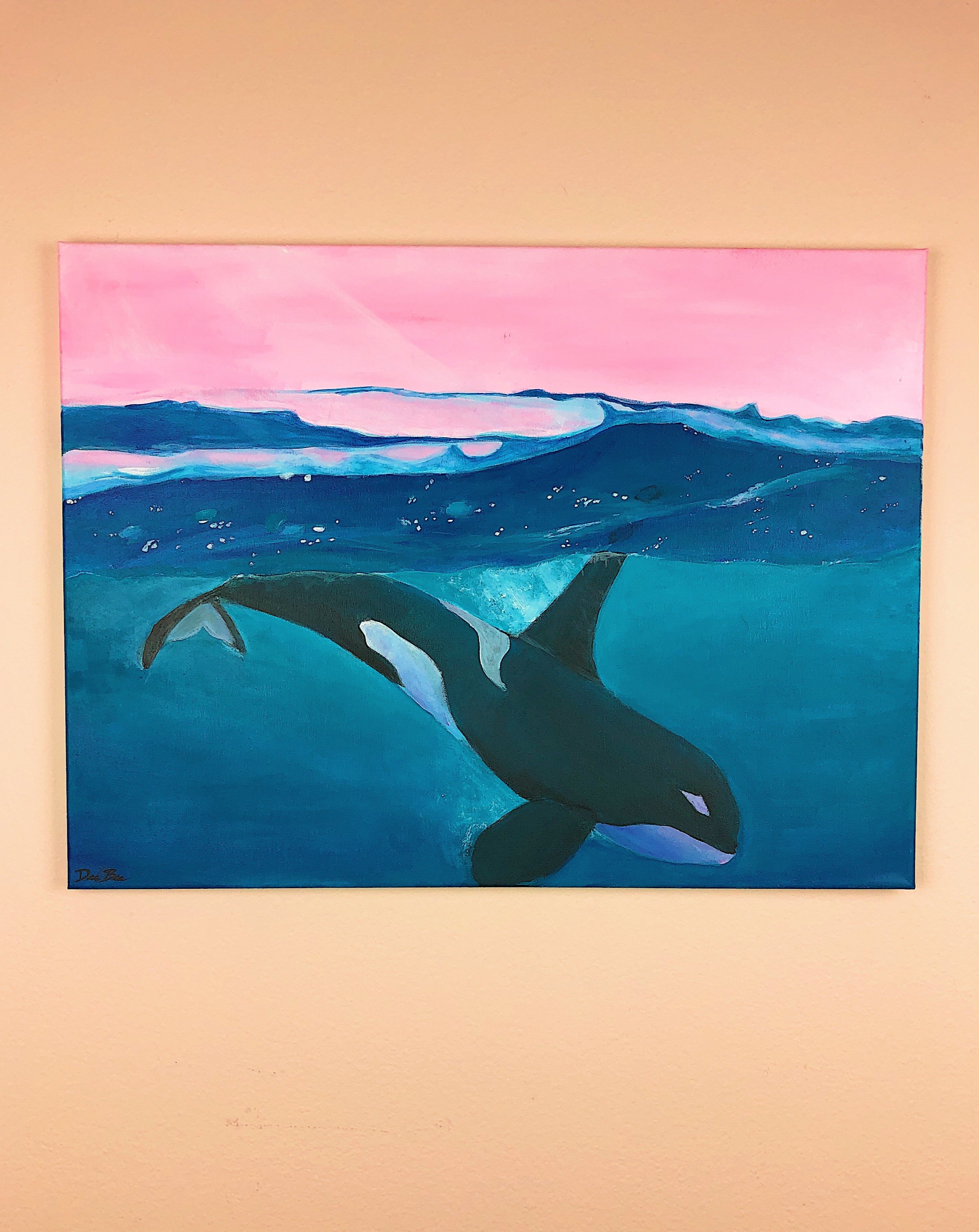 "Sunset Orca” 18in x 24in - Acrylic on Canvas