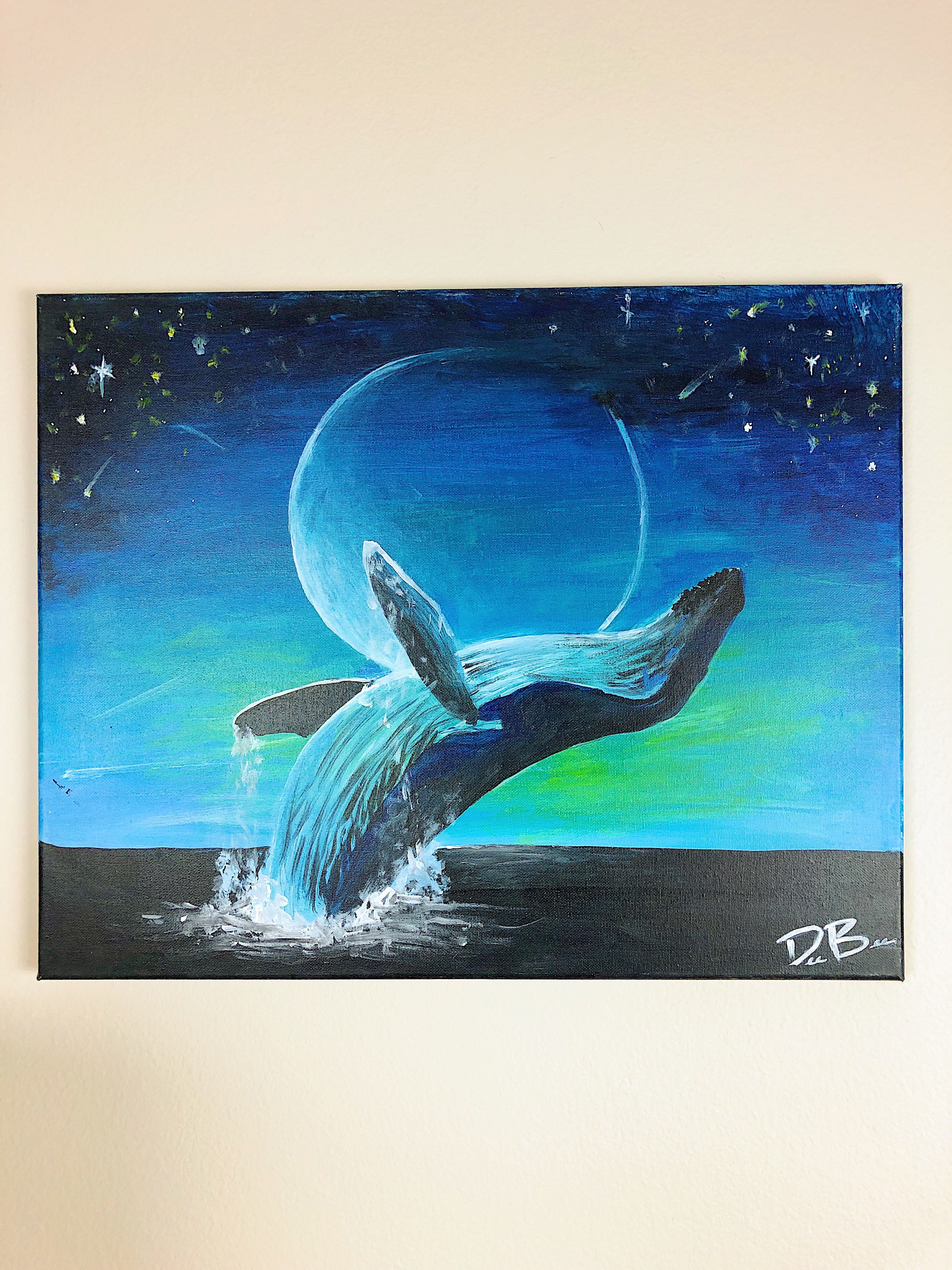 “Lunar Humpback” 16in x 20in - Acrylic on Canvas