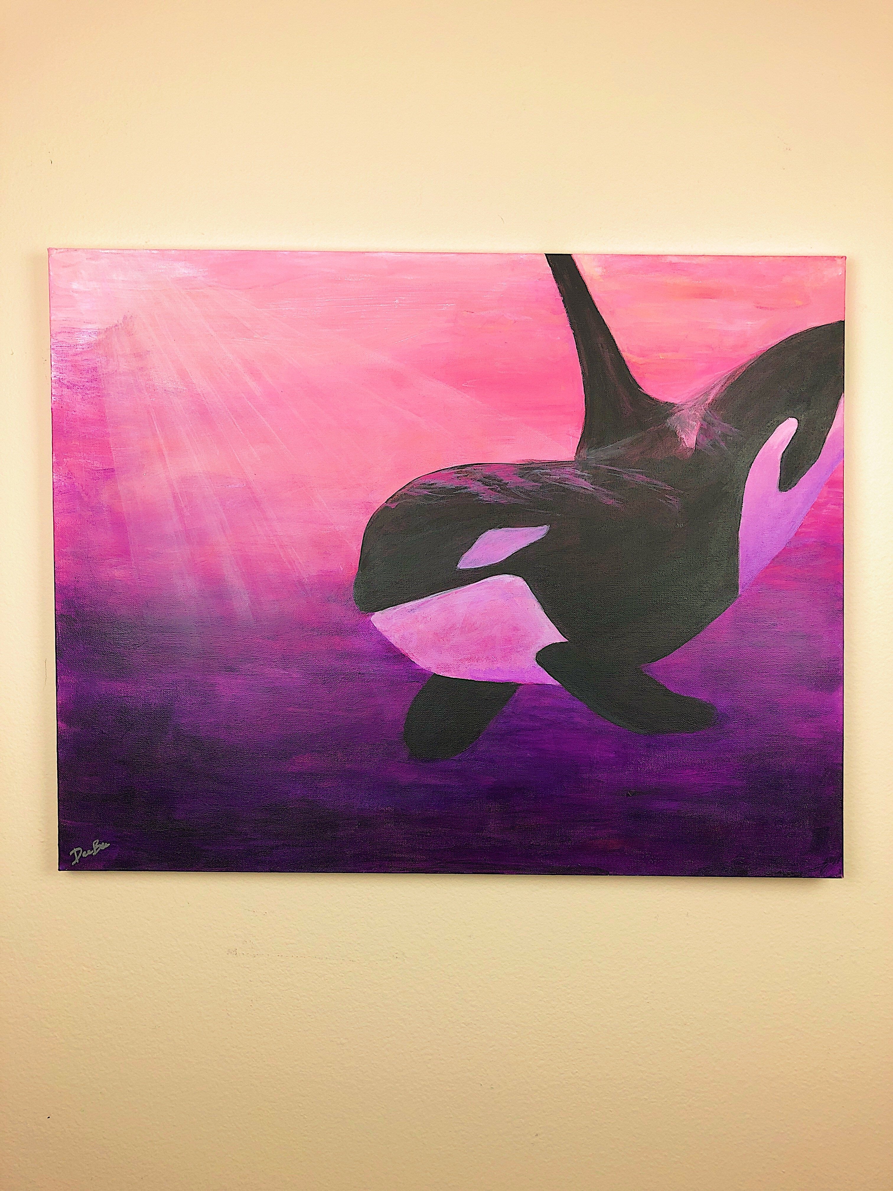 “Pink Orca” 24 in x 36 in Acrylic on Canvas