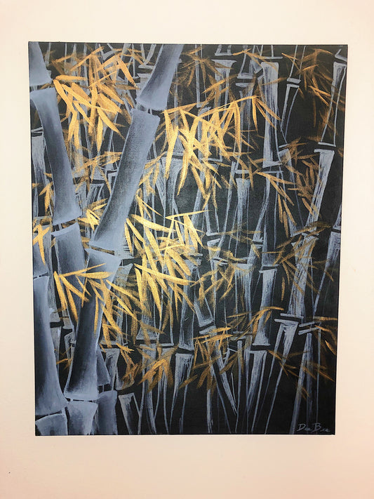 "Gray Bamboo Forest” 20 in x 28 in Acrylic on Canvas