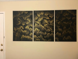 “Floral Stardust” Acrylic on Canvas 3-Panels 24in x 36in each