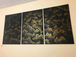 “Floral Stardust” Acrylic on Canvas 3-Panels 24in x 36in each